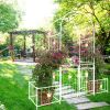 Metal Garden Arch with Gate 79.5'' Wide x 86.6'' High Climbing Plants Support Rose Arch Outdoor