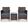 3 Pieces Ergonomic Wicker Patio Conversation Set