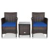 3 Pieces Ergonomic Wicker Patio Conversation Set