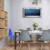 Motivational Quotes Canvas Wall Art Decor Blue and Grey Canvas Prints "Bless This Food Quote" Wall Pictures Framed Artwork for Home Living Room Dining