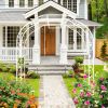 Metal Garden Arch W74.4'' x H98.4'' Garden Arbor Trellis Climbing Plants Support Rose Arch Outdoor Arch