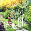 Metal Garden Arch with Gate 79.5'' Wide x 86.6'' High Climbing Plants Support Rose Arch Outdoor
